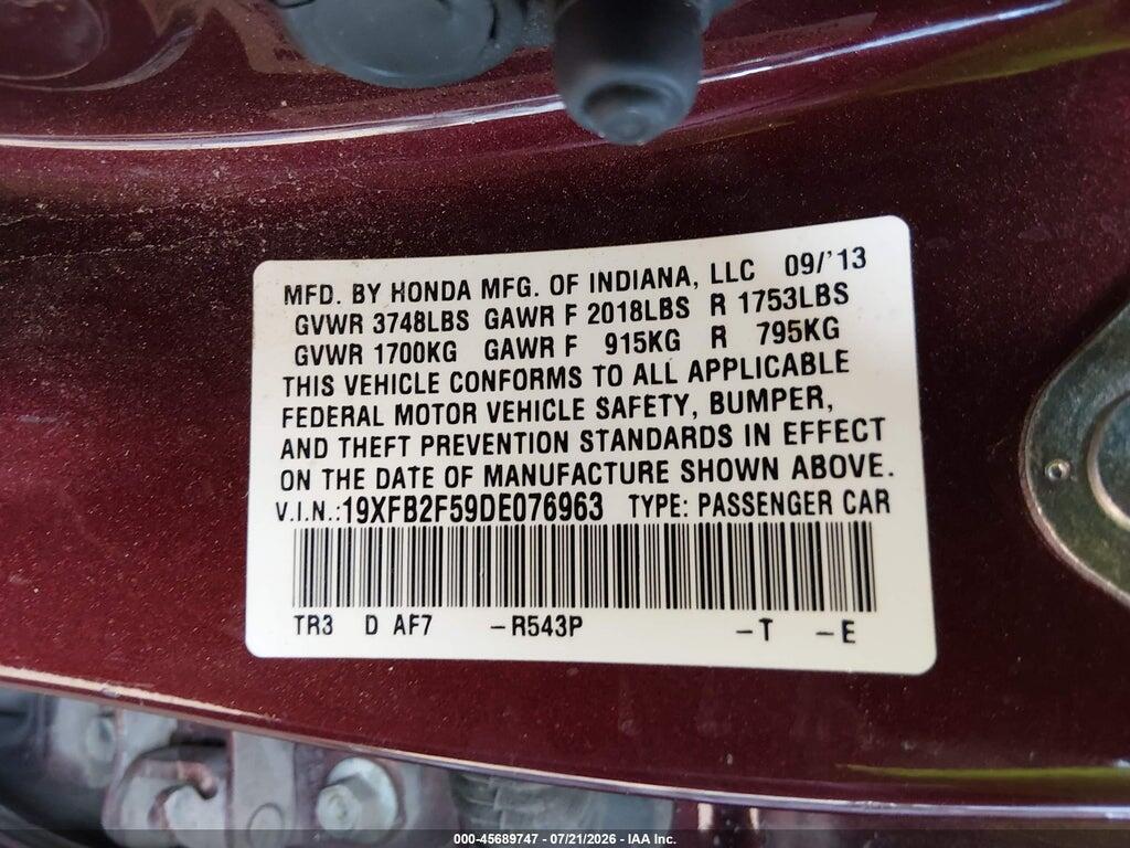19XFB2F59DE076963 2013 HONDA CIVIC photo no. 9