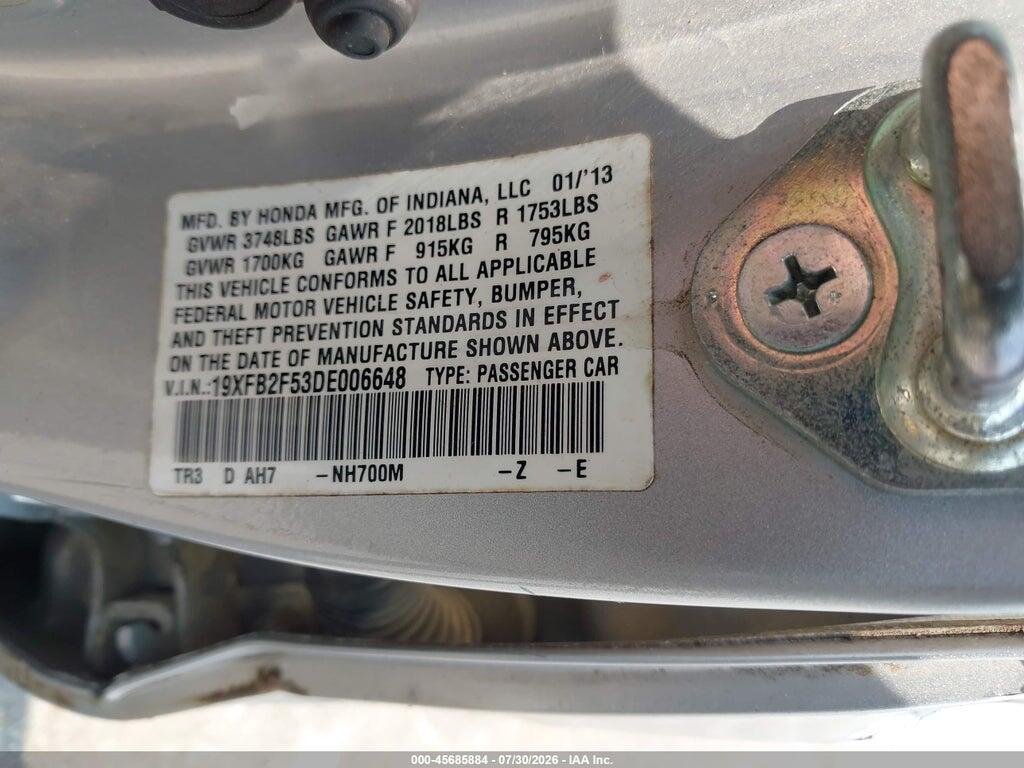 19XFB2F53DE006648 2013 HONDA CIVIC photo no. 9