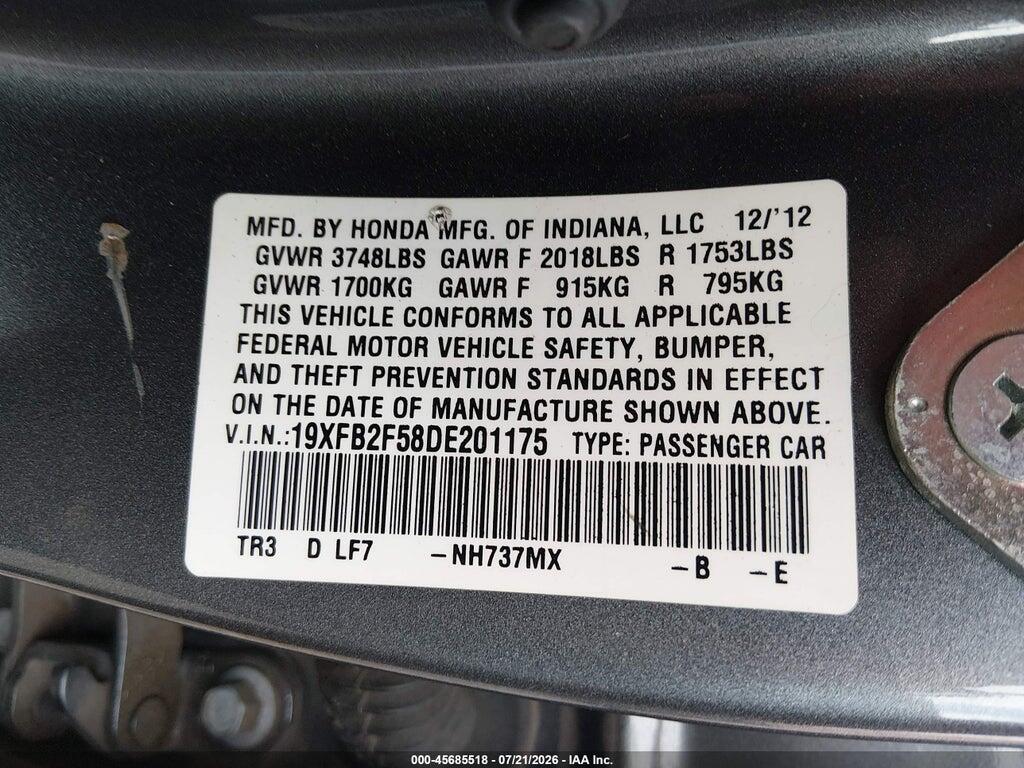 19XFB2F58DE201175 2013 HONDA CIVIC photo no. 9