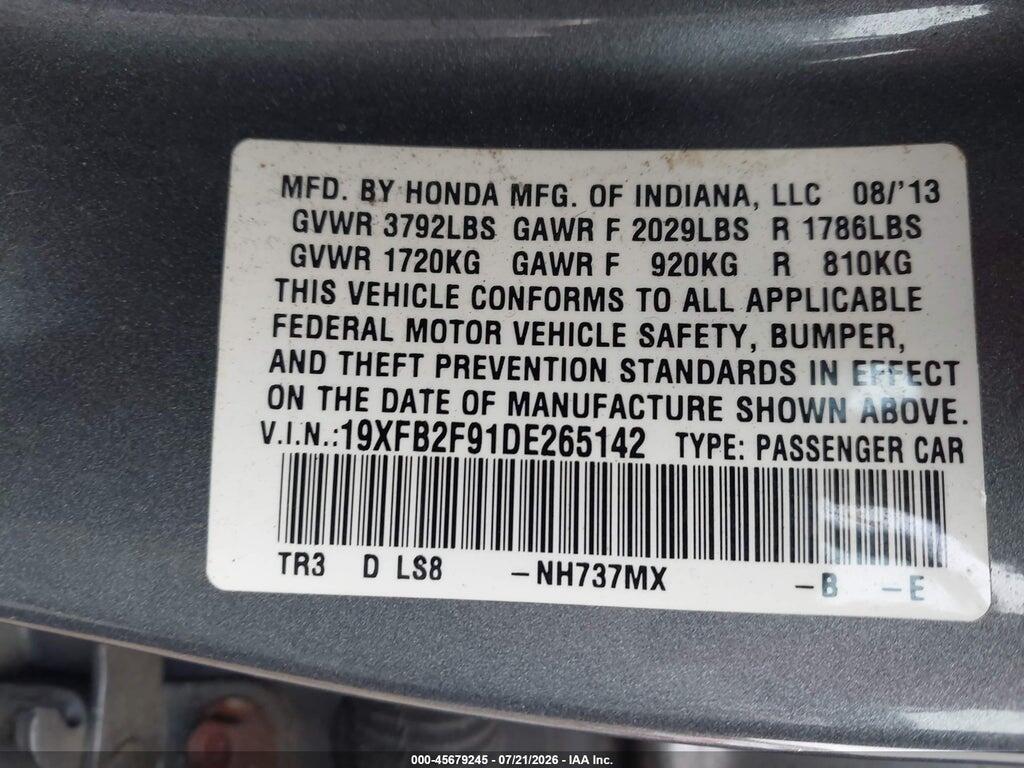 19XFB2F91DE265142 2013 HONDA CIVIC photo no. 9