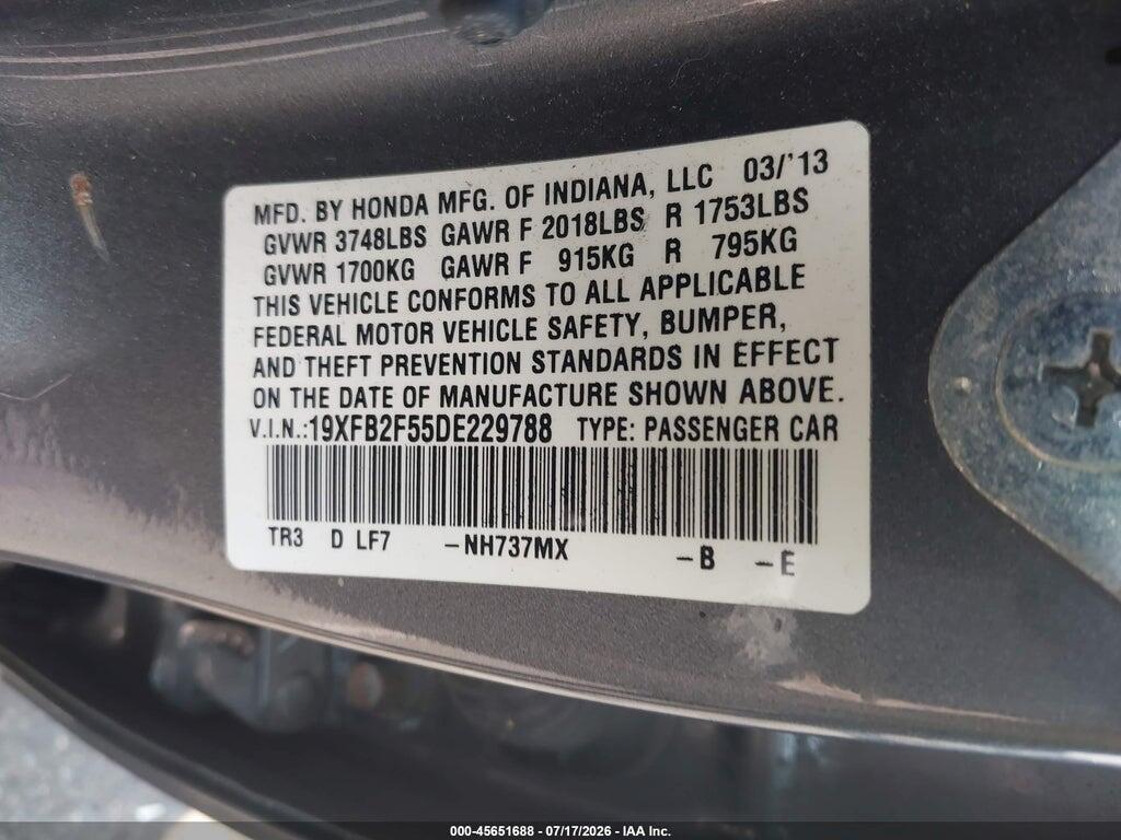 19XFB2F55DE229788 2013 HONDA CIVIC photo no. 9