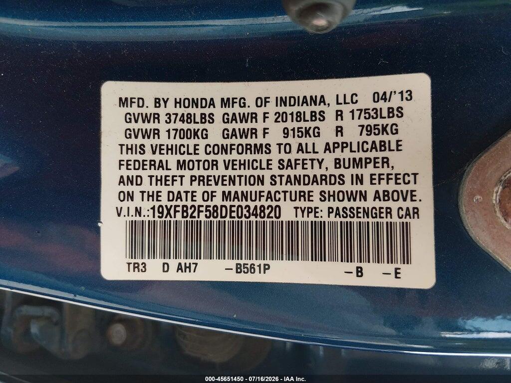 19XFB2F58DE034820 2013 HONDA CIVIC photo no. 9