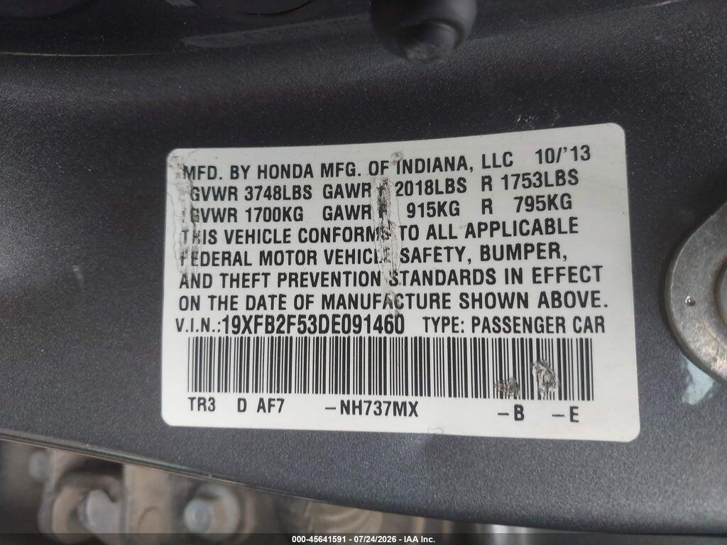 19XFB2F53DE091460 2013 HONDA CIVIC photo no. 9