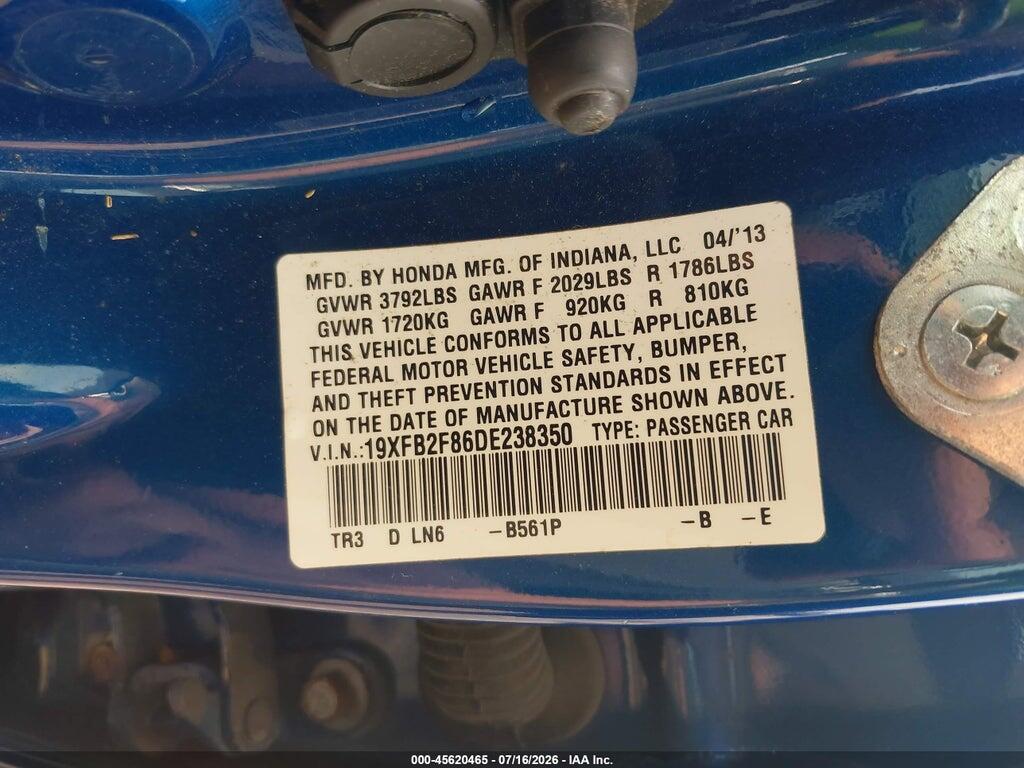 19XFB2F86DE238350 2013 HONDA CIVIC photo no. 9