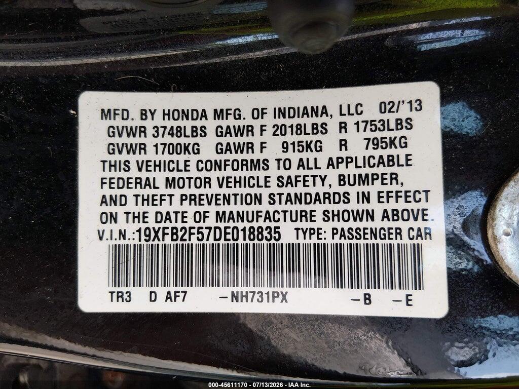 19XFB2F57DE018835 2013 HONDA CIVIC photo no. 9