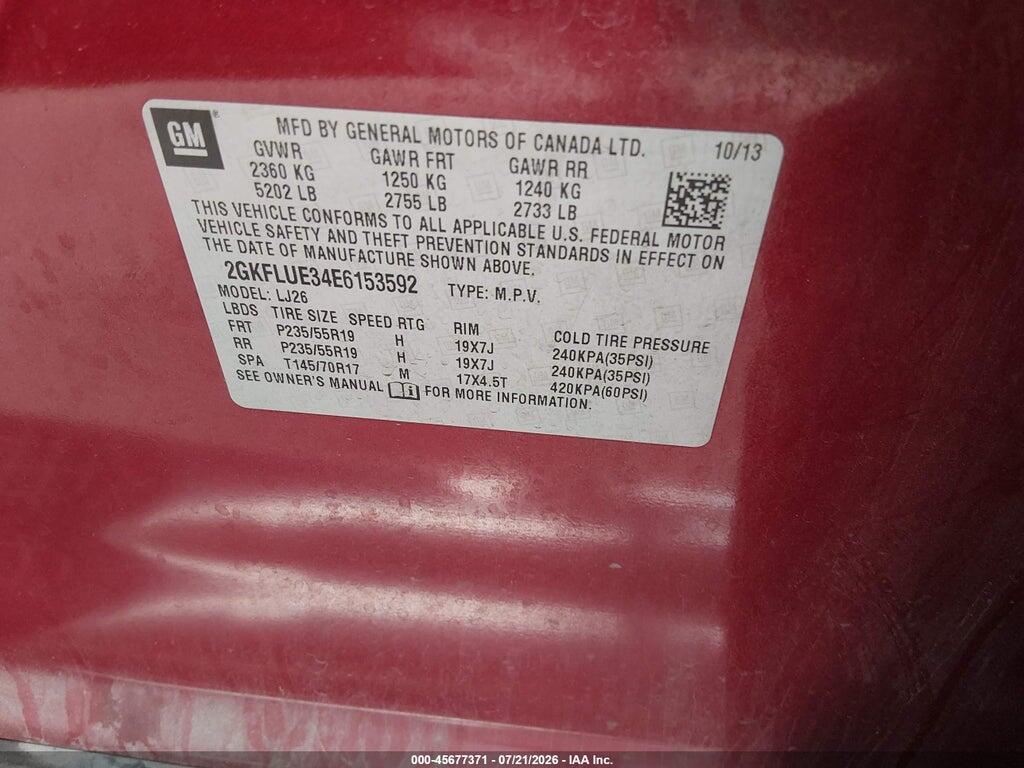 2GKFLUE34E6153592 2014 GMC TERRAIN photo no. 9