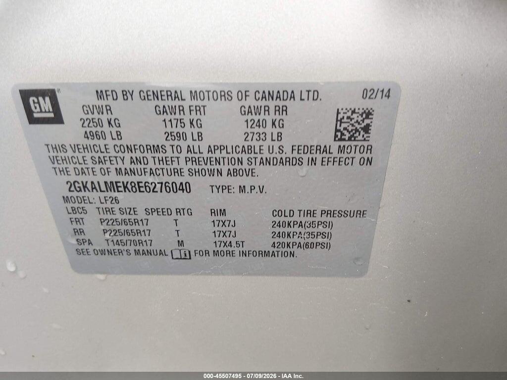 2GKALMEK8E6276040 2014 GMC TERRAIN photo no. 9