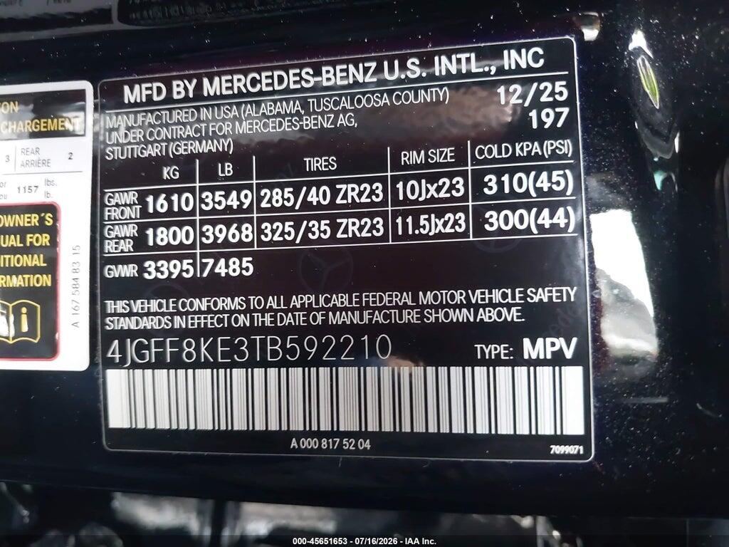4JGFF8KE3TB592210 2026 MERCEDES-BENZ AMG GLS 63 photo no. 9