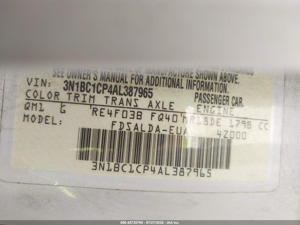 3N1BC1CP4AL387965 2010 NISSAN VERSA photo no. 9