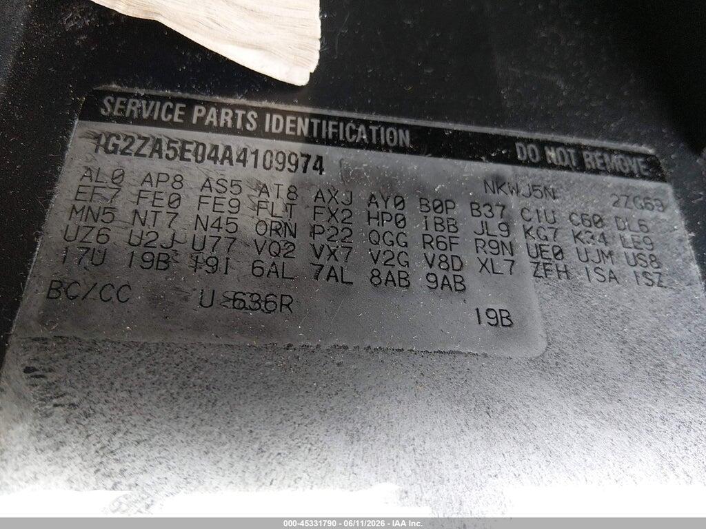 1G2ZA5E04A4109974 2010 PONTIAC G6 photo no. 9