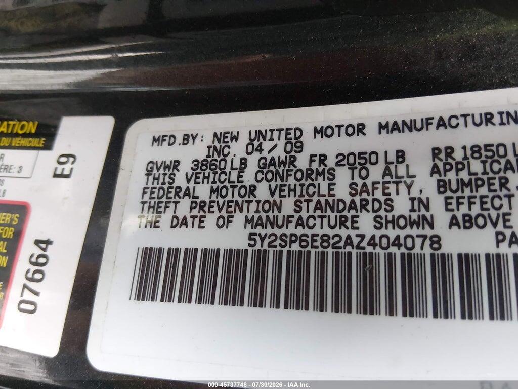 5Y2SP6E82AZ404078 2010 PONTIAC VIBE photo no. 9