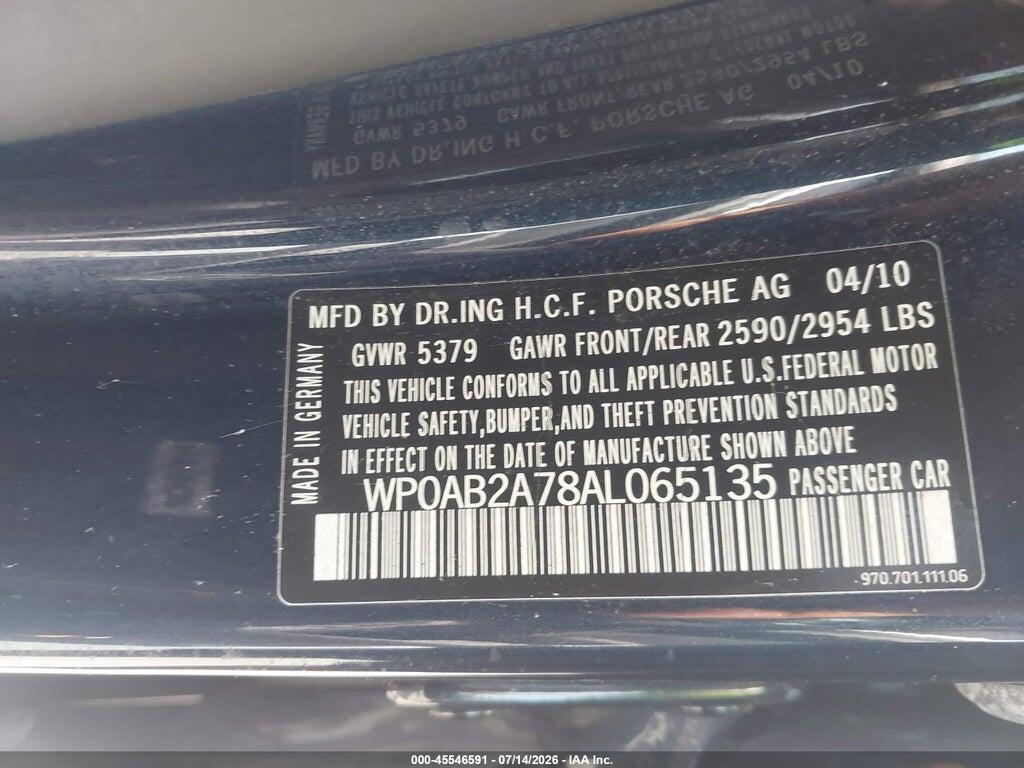WP0AB2A78AL065135 2010 PORSCHE PANAMERA photo no. 9