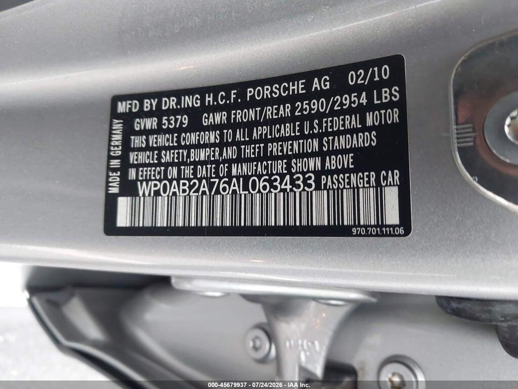 WP0AB2A76AL063433 2010 PORSCHE PANAMERA photo no. 9