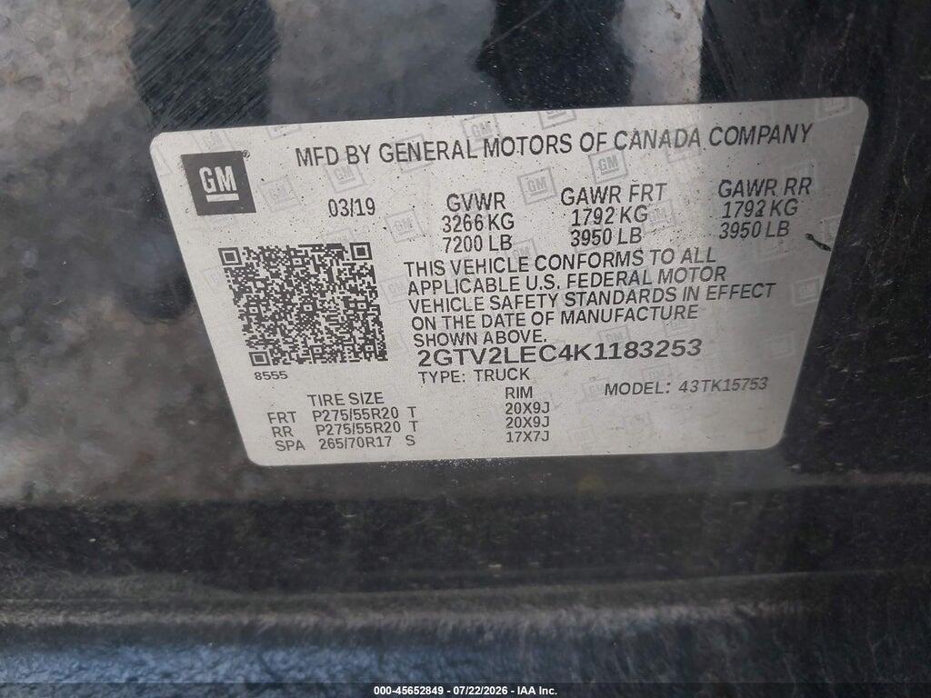 2GTV2LEC4K1183253 2019 GMC SIERRA 1500 LIMITED photo no. 9
