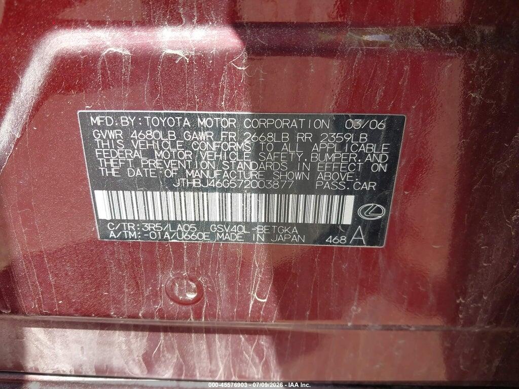 JTHBJ46G572003877 2007 LEXUS ES 350 photo no. 9