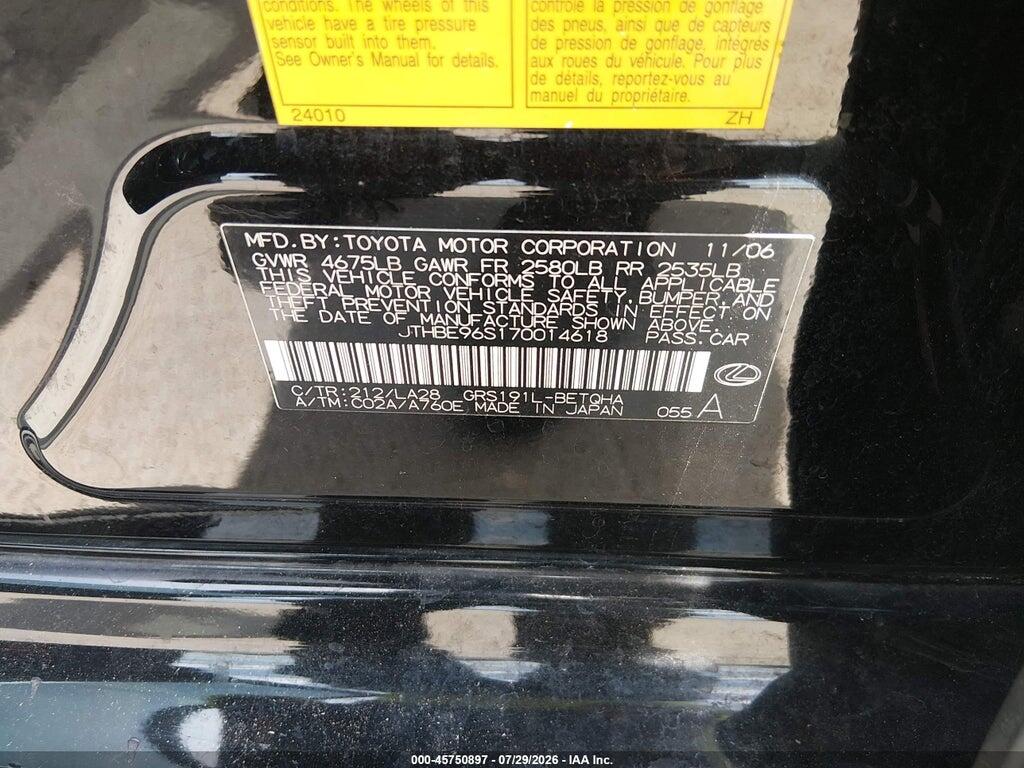 JTHBE96S170014618 2007 LEXUS GS 350 photo no. 9