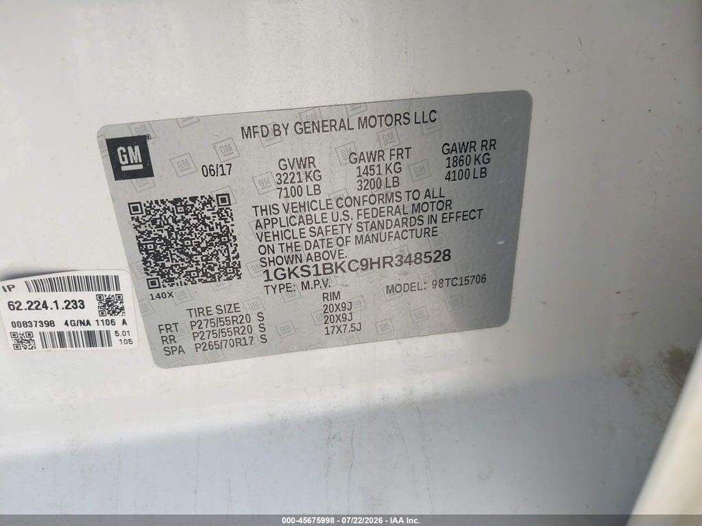 1GKS1BKC9HR348528 2017 GMC YUKON photo no. 9
