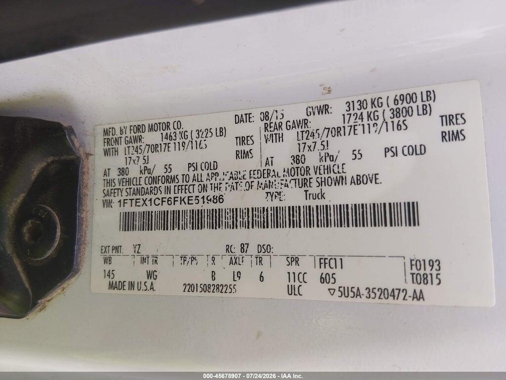 1FTEX1CF6FKE51986 2015 FORD F-150 photo no. 9