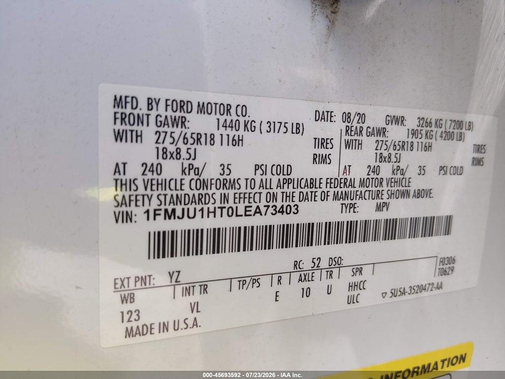 1FMJU1HT0LEA73403 2020 FORD EXPEDITION photo no. 9