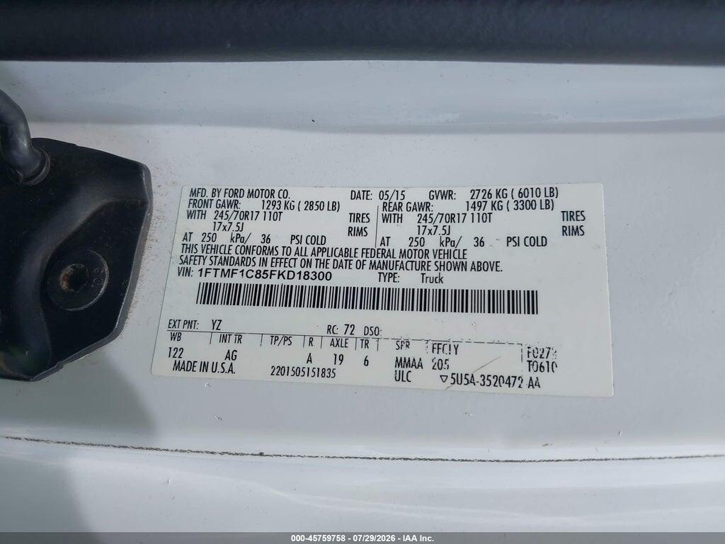 1FTMF1C85FKD18300 2015 FORD F-150 photo no. 9