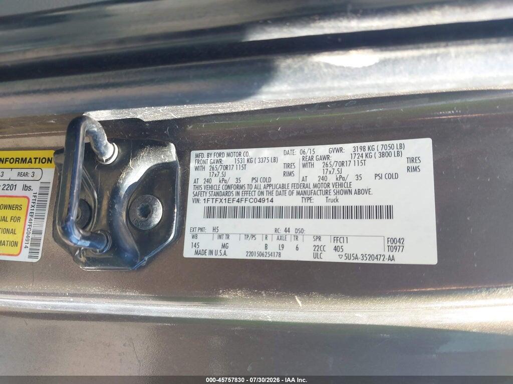 1FTFX1EF4FFC04914 2015 FORD F-150 photo no. 9