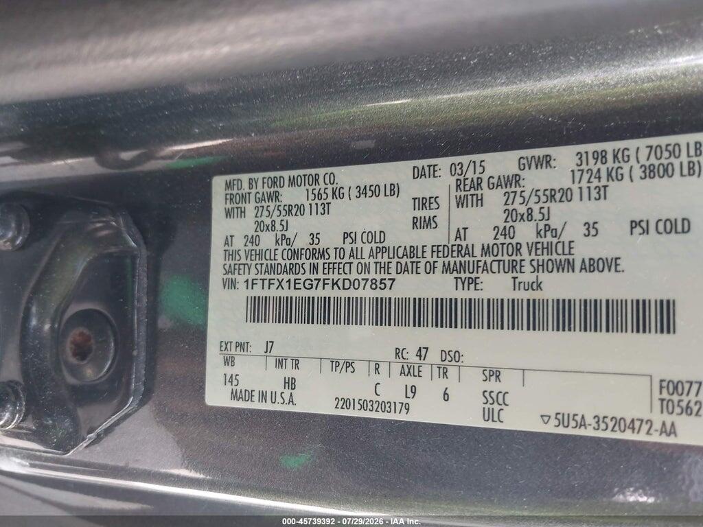 1FTFX1EG7FKD07857 2015 FORD F-150 photo no. 9
