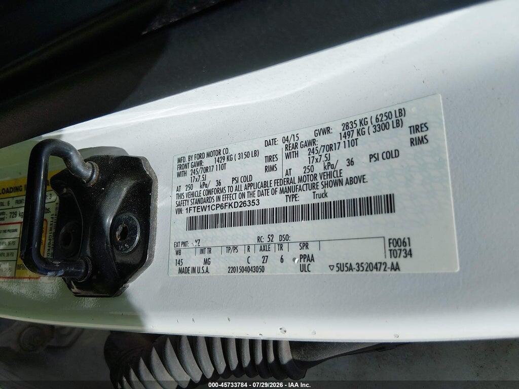 1FTEW1CP6FKD26353 2015 FORD F-150 photo no. 9
