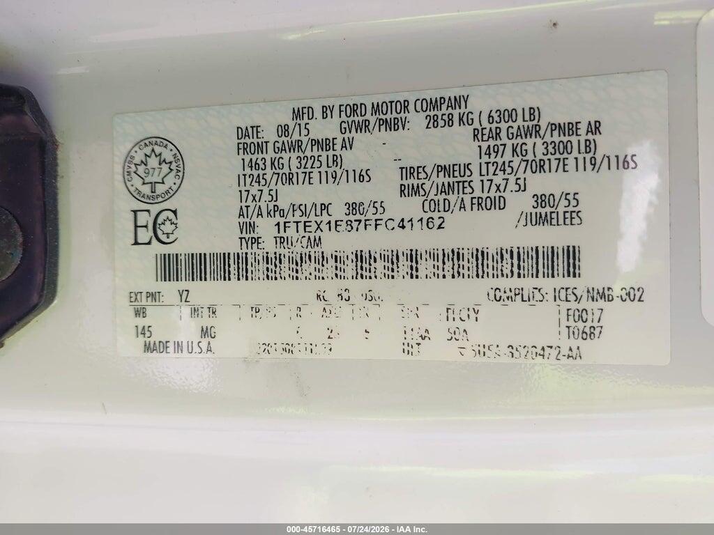 1FTEX1E87FFC41162 2015 FORD F-150 photo no. 9