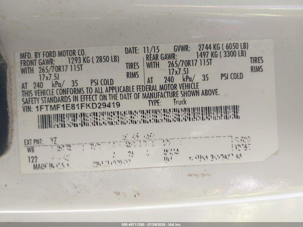 1FTMF1E81FKD29419 2015 FORD F-150 photo no. 9