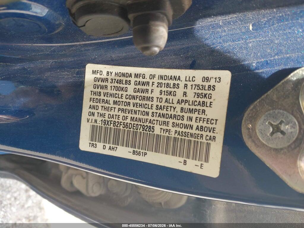 19XFB2F56DE079285 2013 HONDA CIVIC photo no. 9