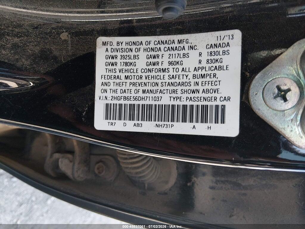 2HGFB6E56DH711037 2013 HONDA CIVIC photo no. 9