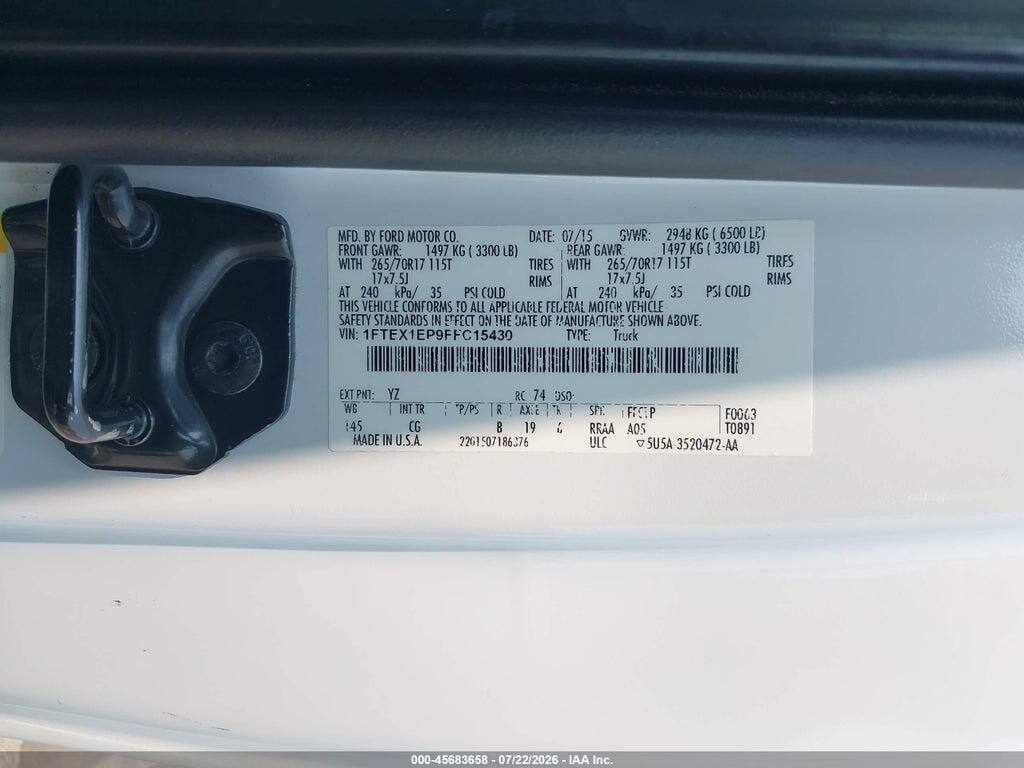 1FTEX1EP9FFC15430 2015 FORD F-150 photo no. 9