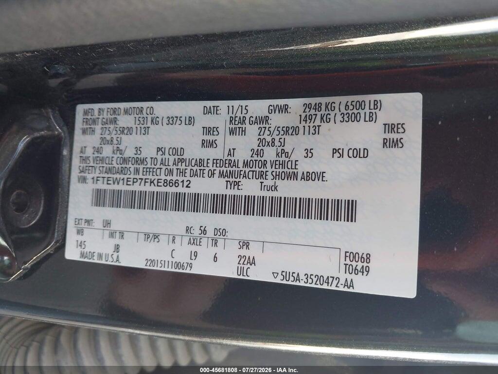 1FTEW1EP7FKE86612 2015 FORD F-150 photo no. 9