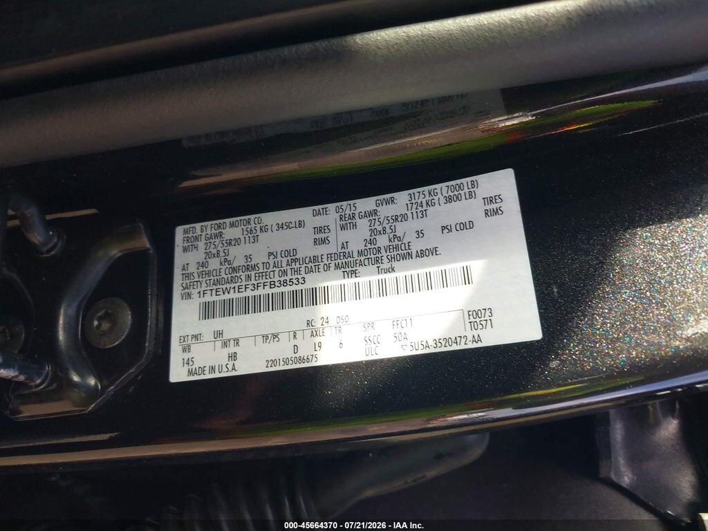 1FTEW1EF3FFB38533 2015 FORD F-150 photo no. 9