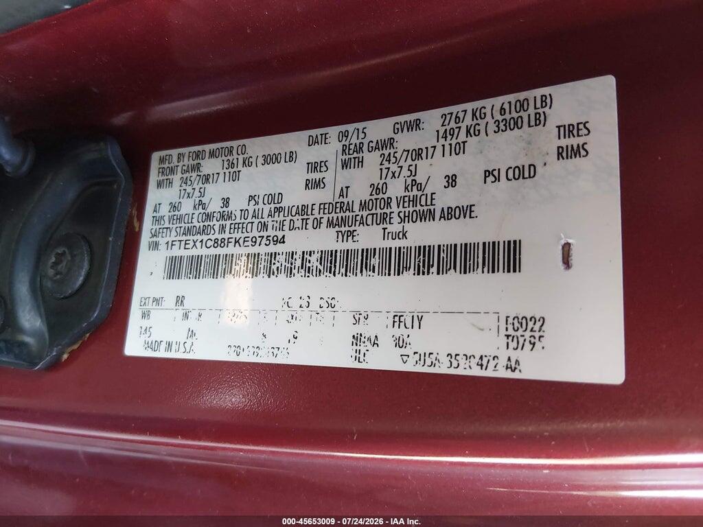 1FTEX1C88FKE97594 2015 FORD F-150 photo no. 9