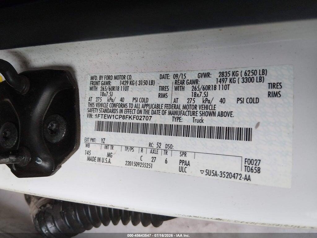 1FTEW1CP8FKF02707 2015 FORD F-150 photo no. 9
