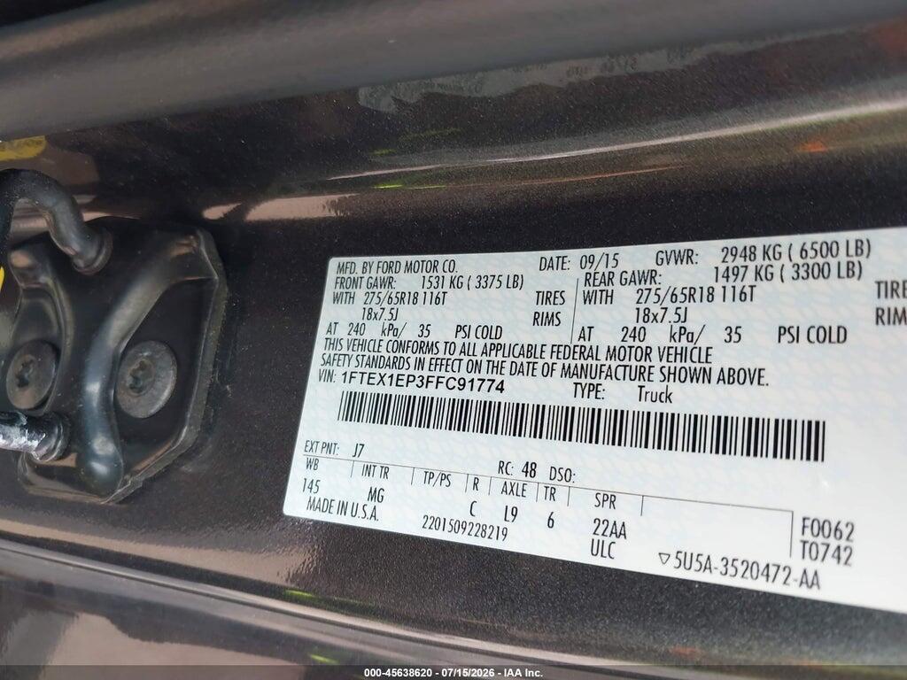 1FTEX1EP3FFC91774 2015 FORD F-150 photo no. 9