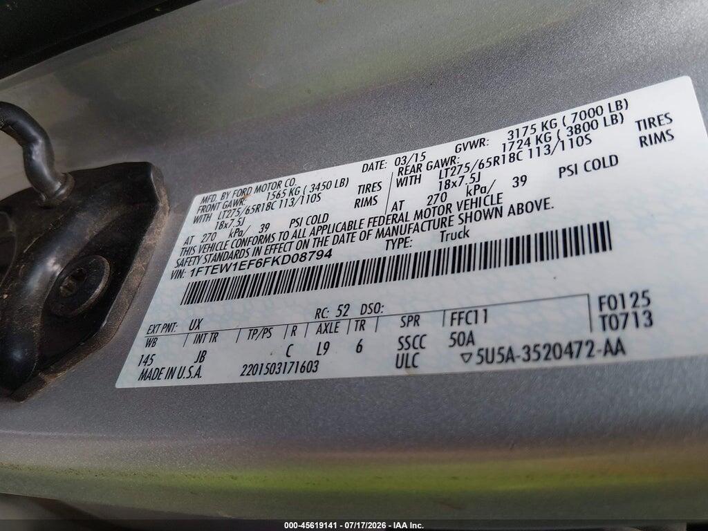 1FTEW1EF6FKD08794 2015 FORD F-150 photo no. 9