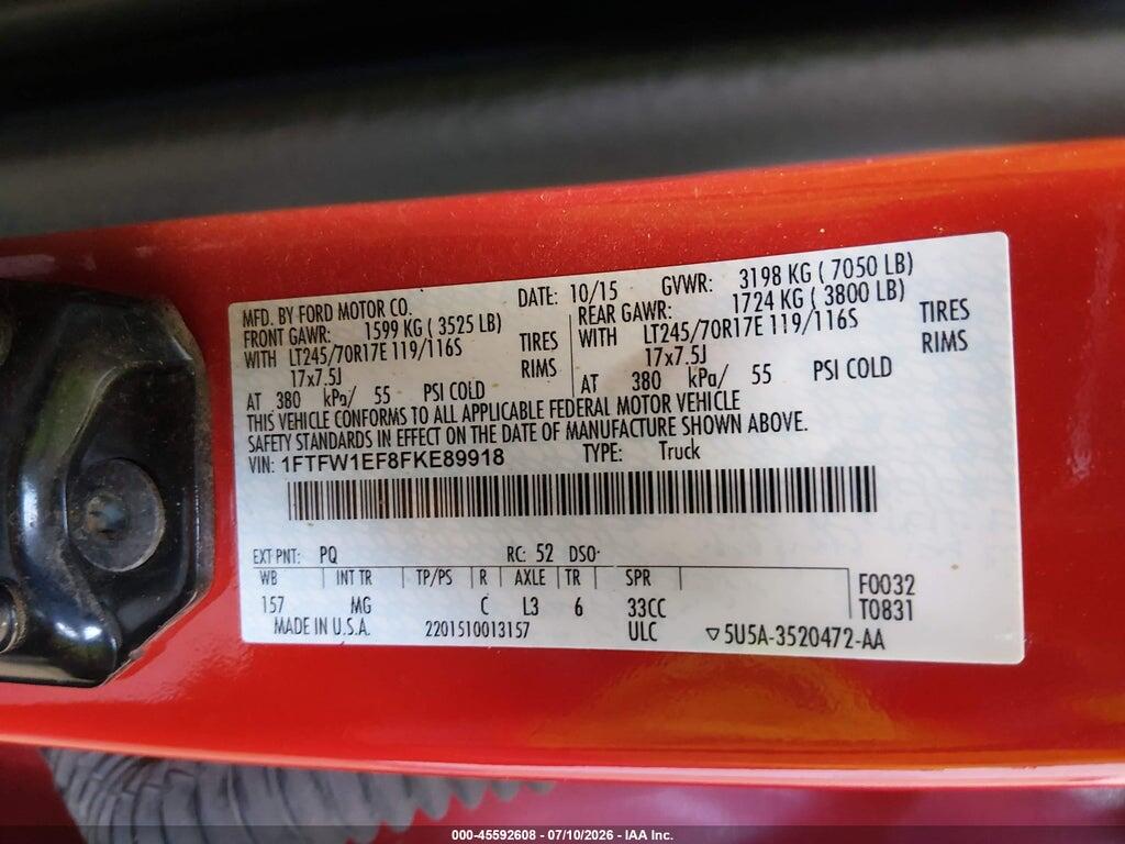 1FTFW1EF8FKE89918 2015 FORD F-150 photo no. 9