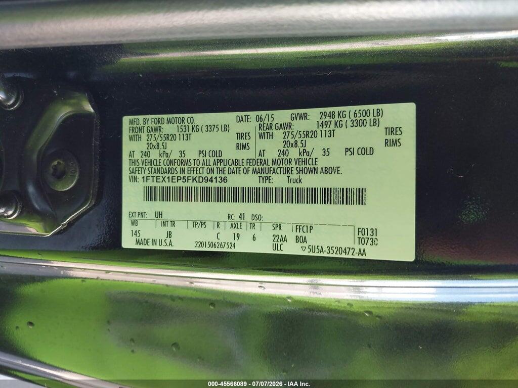 1FTEX1EP5FKD94136 2015 FORD F-150 photo no. 9