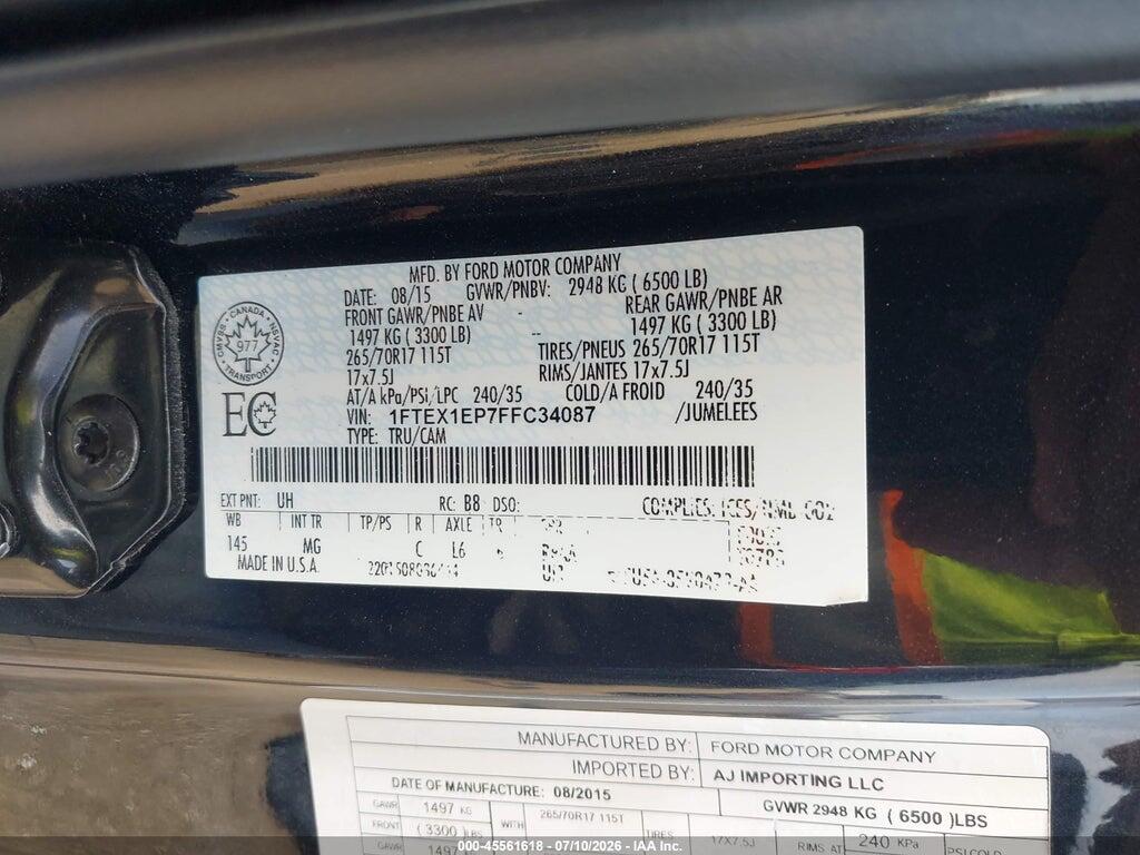 1FTEX1EP7FFC34087 2015 FORD F-150 photo no. 9