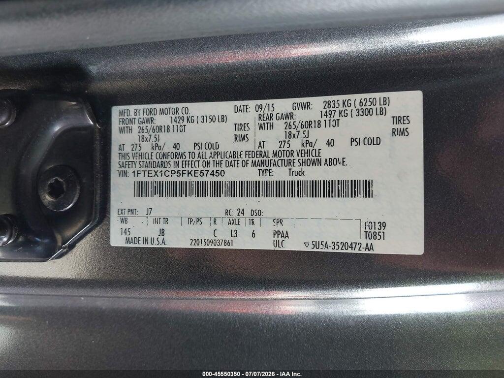 1FTEX1CP5FKE57450 2015 FORD F-150 photo no. 9