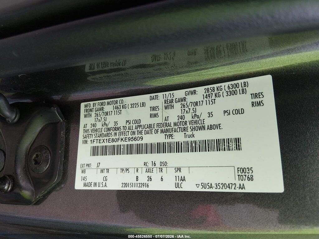 1FTEX1E80FKE95609 2015 FORD F-150 photo no. 9