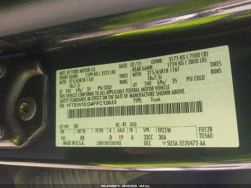 1FTEW1EG4FFC12633 2015 FORD F-150 photo no. 9