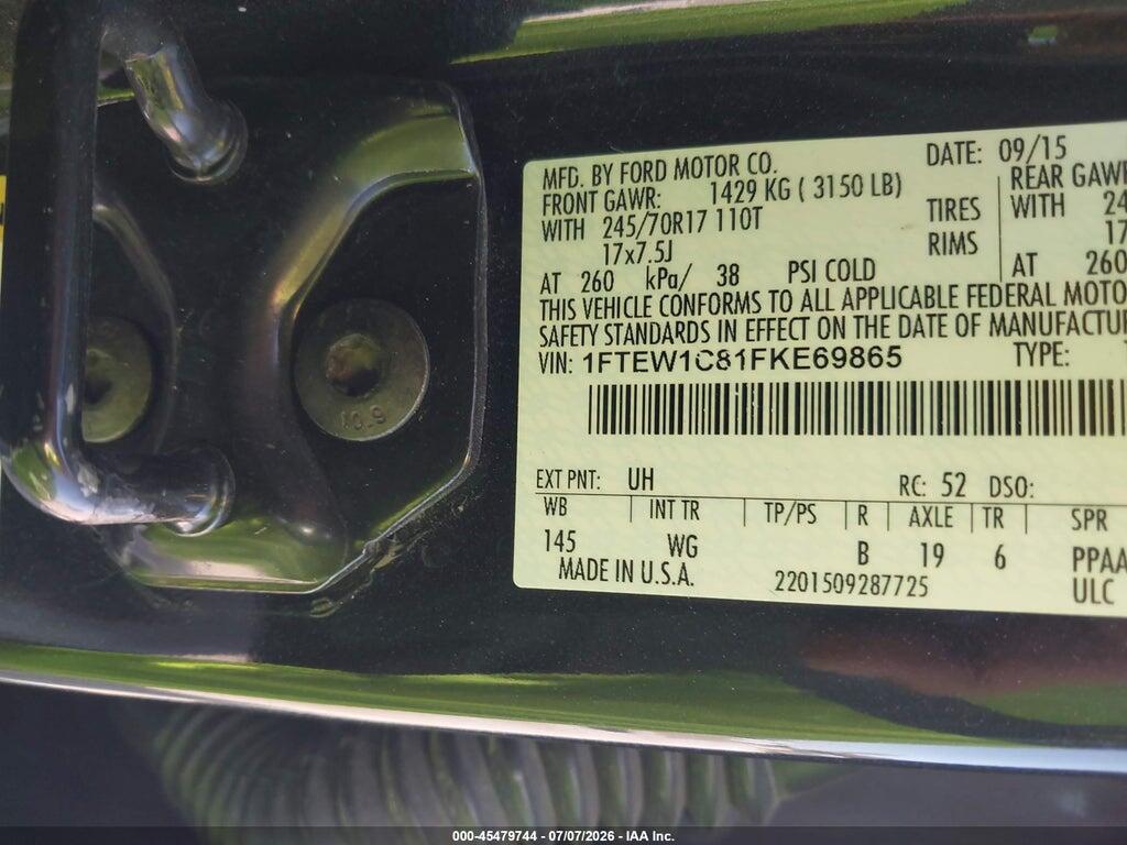 1FTEW1C81FKE69865 2015 FORD F-150 photo no. 9