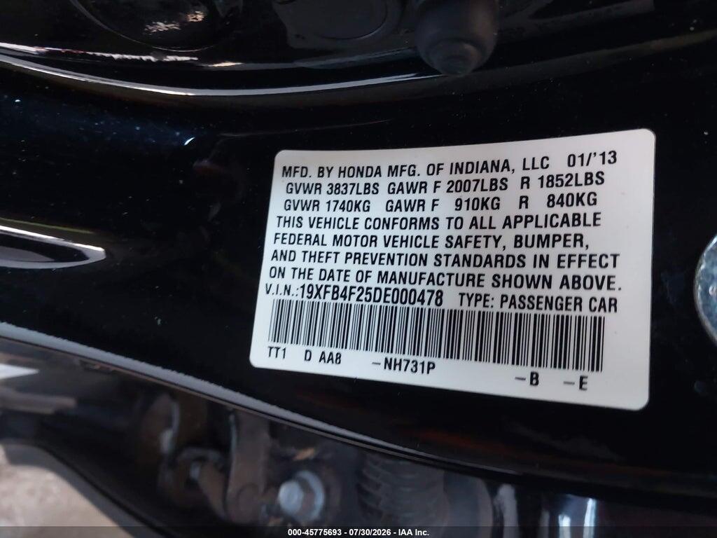 19XFB4F25DE000478 2013 HONDA CIVIC HYBRID photo no. 9