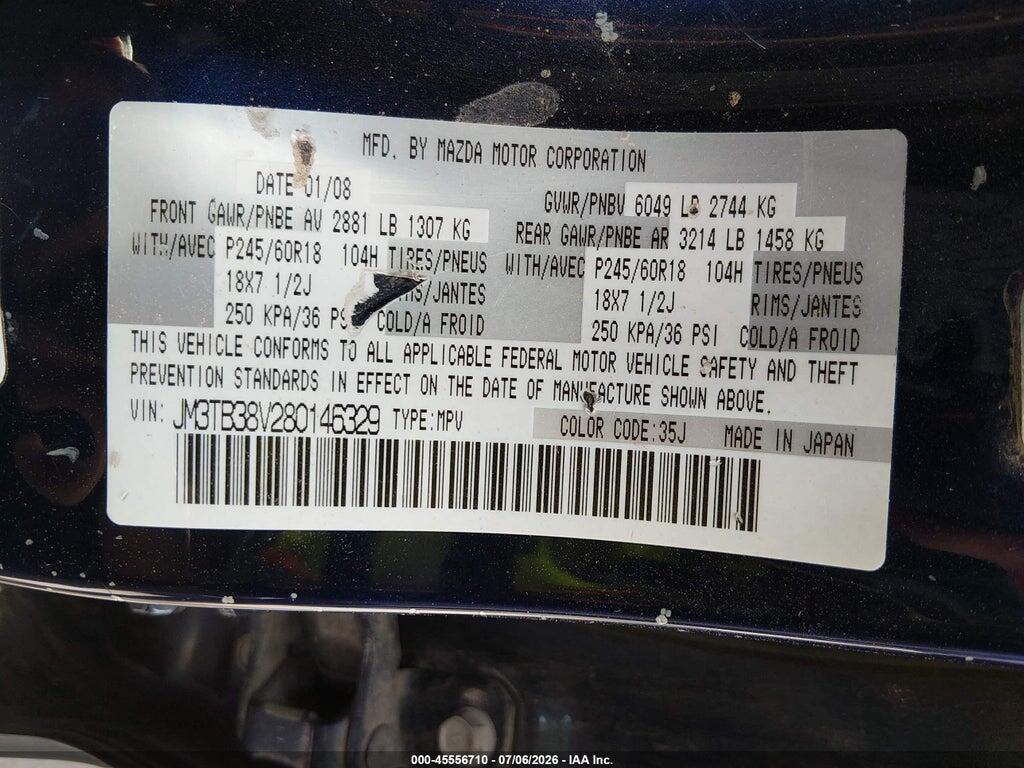 JM3TB38V280146329 2008 MAZDA CX-9 photo no. 9