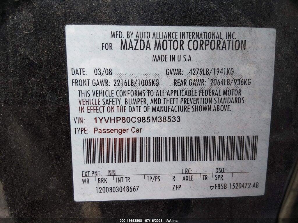 1YVHP80C985M38533 2008 MAZDA MAZDA6 photo no. 9