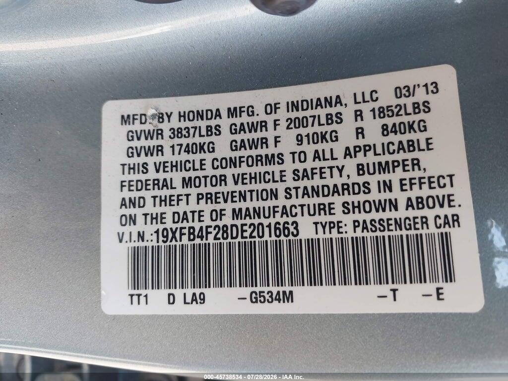 19XFB4F28DE201663 2013 HONDA CIVIC HYBRID photo no. 9