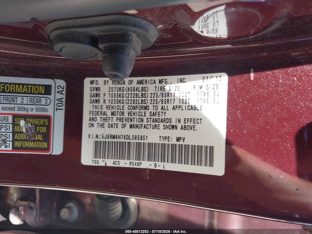 5J6RM4H76DL085851 2013 HONDA CR-V photo no. 9